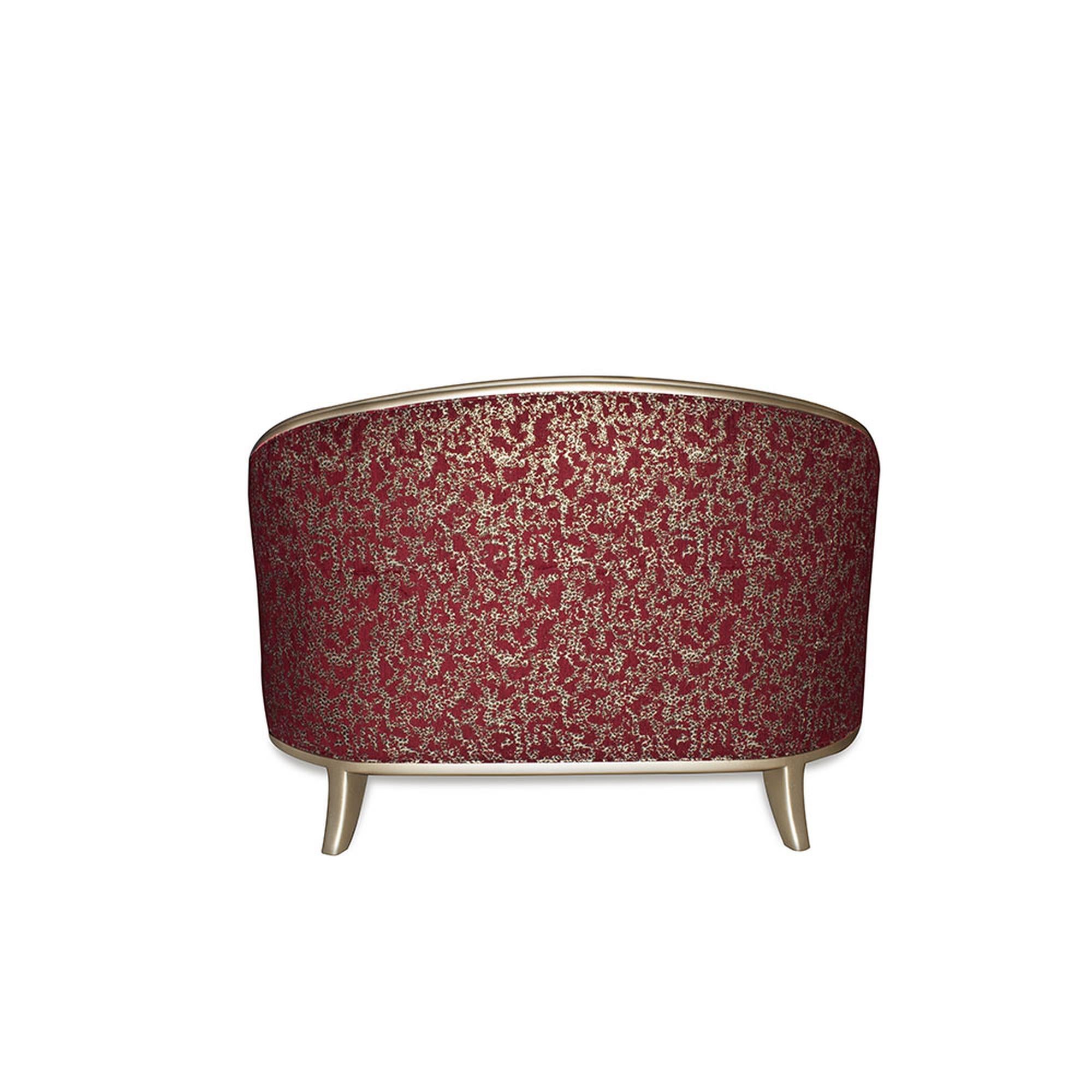 Modern Marmont Loveseat in Champagne & Crimson by Innova Luxuxy Group For Sale