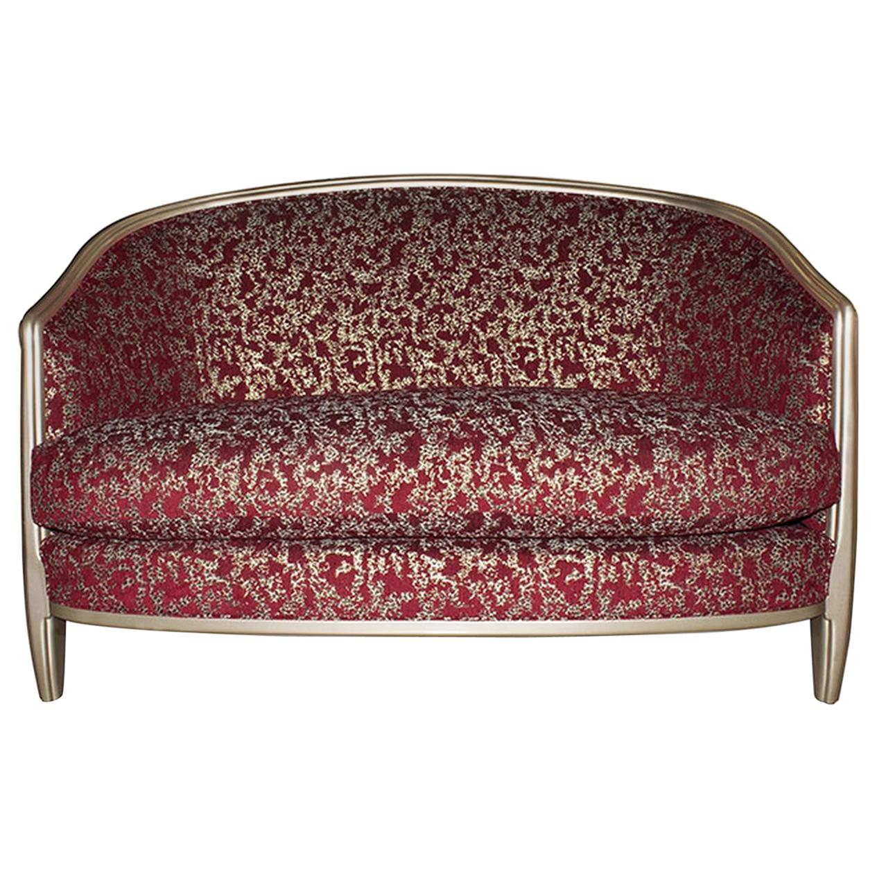Marmont Loveseat in Champagne & Crimson by Innova Luxuxy Group For Sale