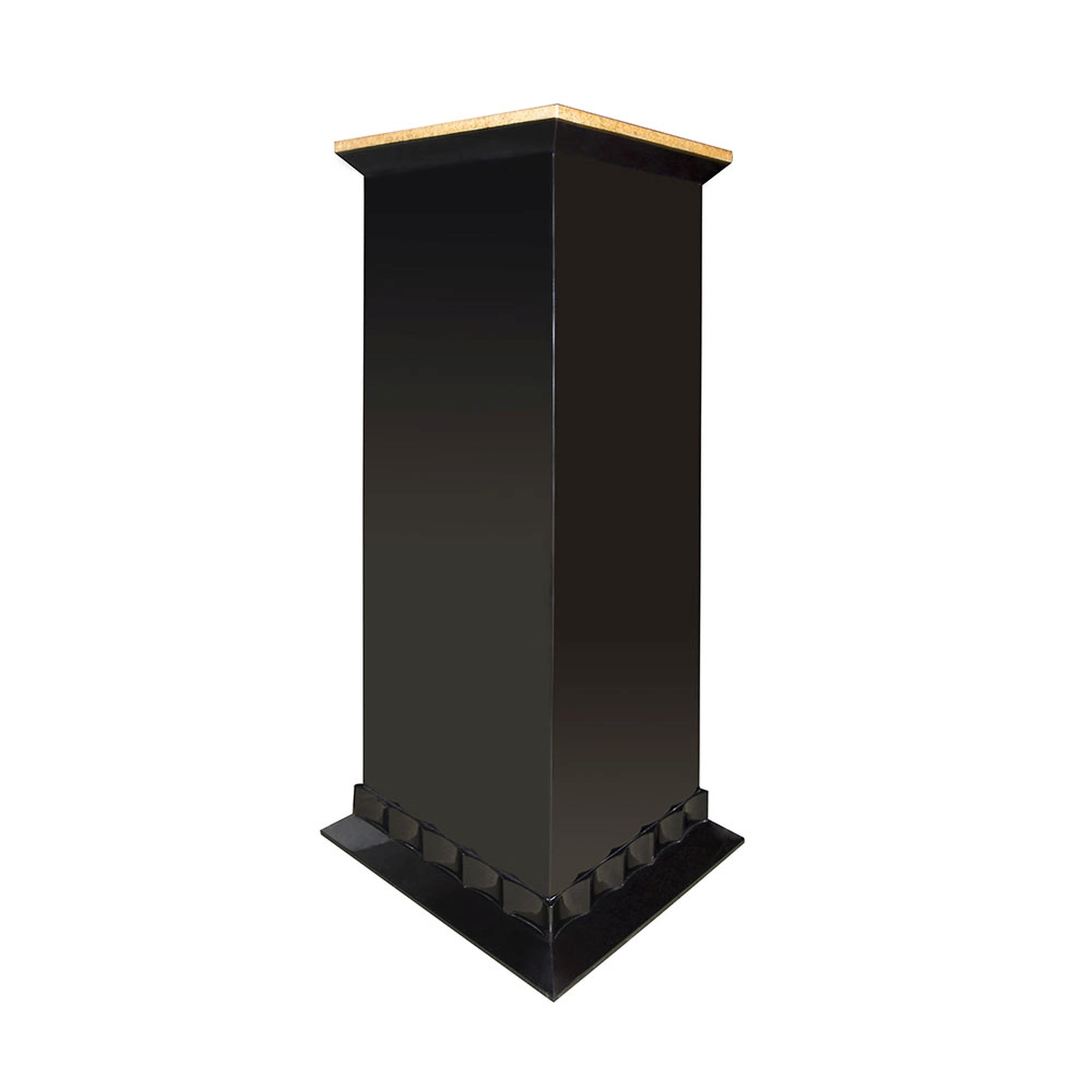 The Marmont pedestal, complementary in design to the Marmont console, is a handsome way to add a touch of sophistication to any room. The detailed base features an intricately scalloped edge. A sleek pillar supports the showcase top, a perfect