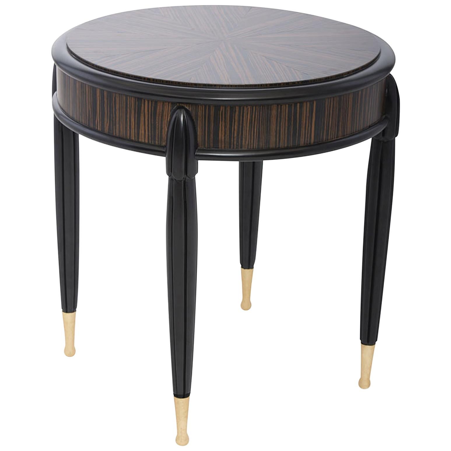 Marmont Side Table in Lacquered Ebony & Macassar Wood by Innova Luxuxy Group For Sale