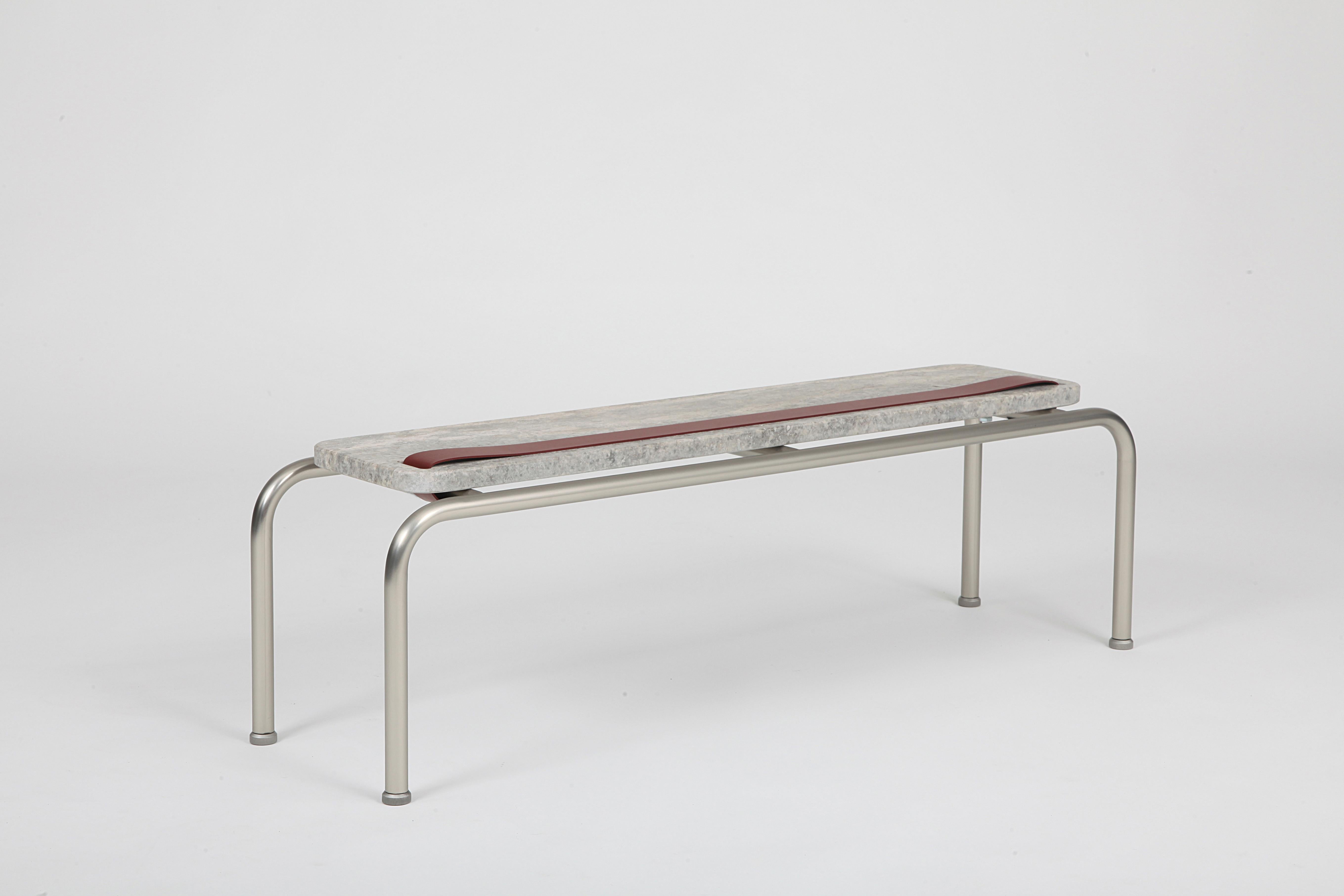 Modern Marmorino side table in marmo Travertino Titanium di Dalmoto  For Sale