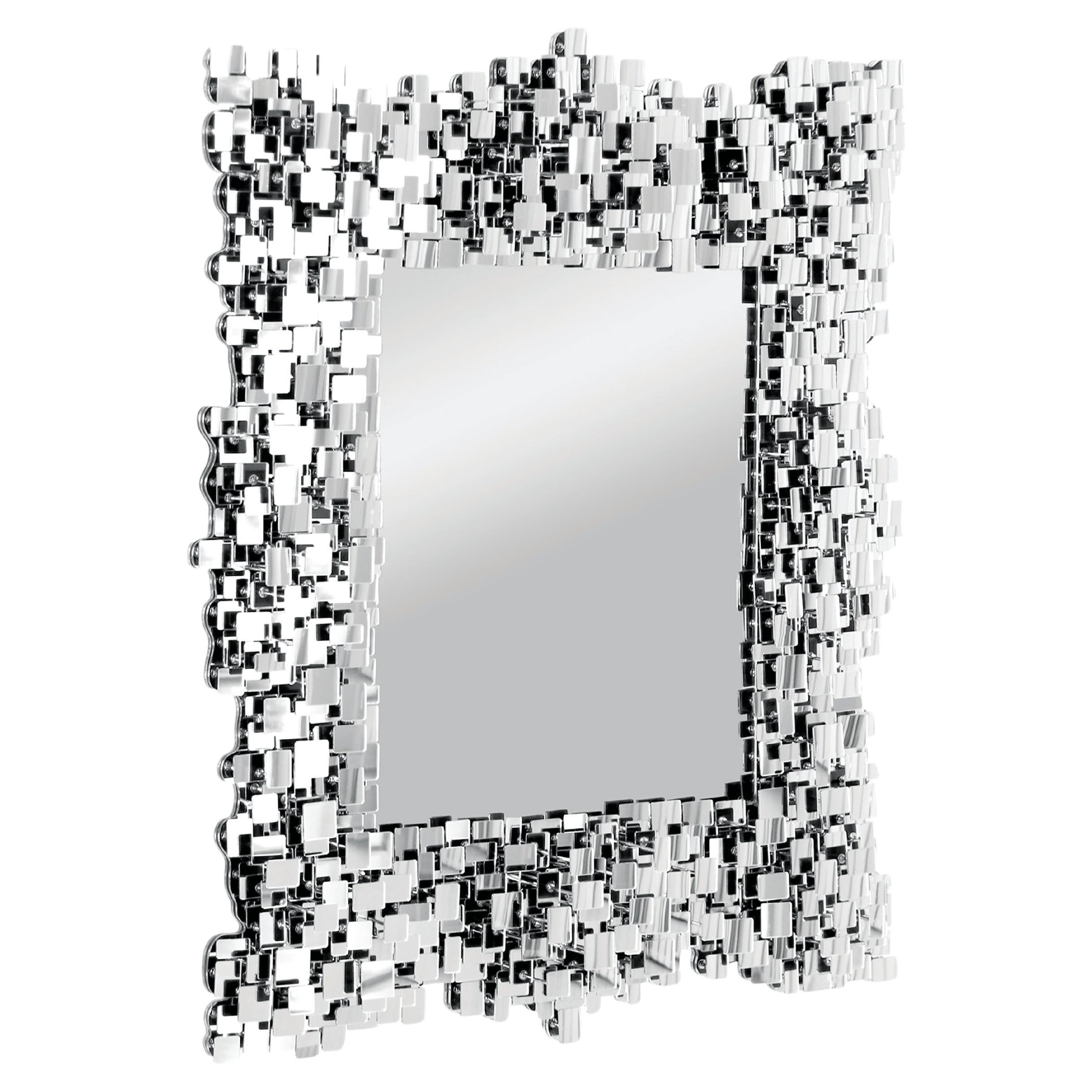 Specchio scultoreo neobarocco contemporaneo Marmoris (Silver)