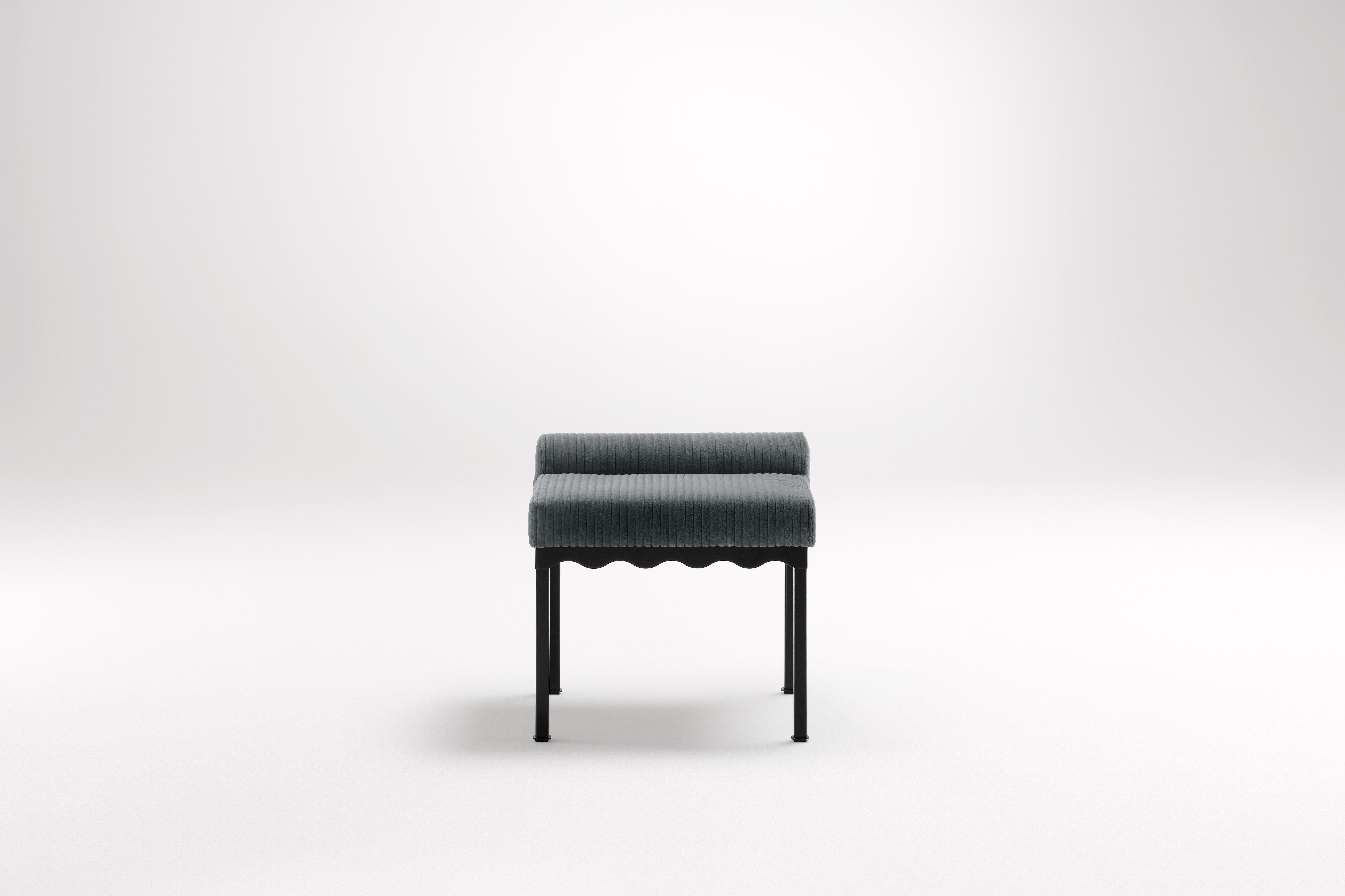 Marmoset Bellini 540 Bench by Coco Flip
Dimensions: D 54 x W 54 x H 52.5 cm
Materials: Timber / Upholstered tops, Powder-coated steel frame. 
Weight: 12 kg
Frame Finishes: Textura Black.

Coco Flip is a Melbourne based furniture and lighting design