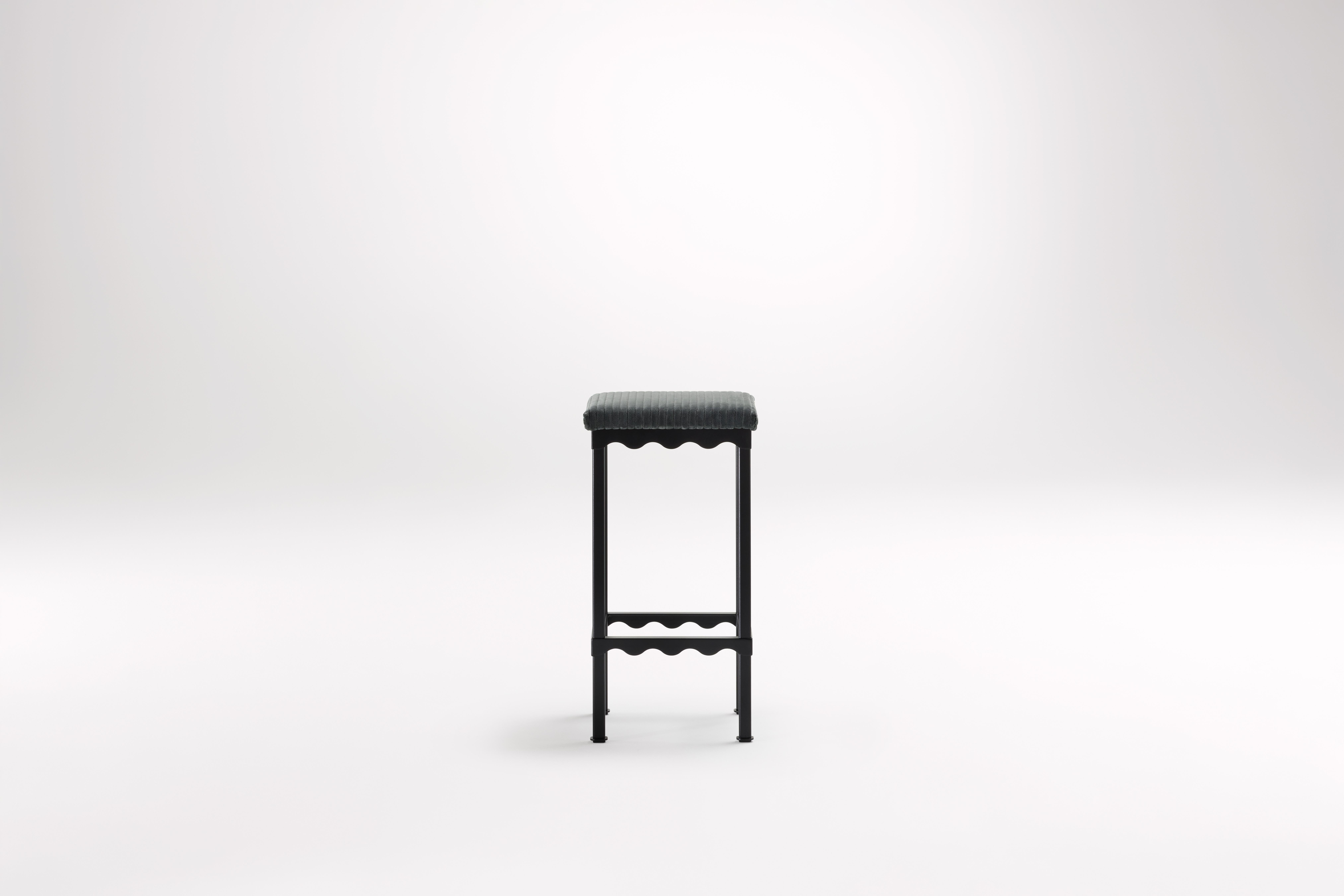 Marmoset Bellini High Stool by Coco Flip
Dimensions: D 34 x W 34 x H 65/75 cm
Materials: Timber / Stone tops, Powder-coated steel frame. 
Weight: 8kg
Frame Finishes: Textura Black.

Coco Flip is a Melbourne based furniture and lighting design