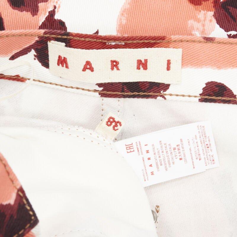 MARN rosa rot abstrakt floral gestreift Druck 100% Baumwolle weites Bein Jeans IT38 XS im Angebot 4