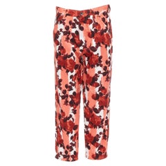 MARN pink red abstract floral striped print 100% cotton wide leg jeans IT38 XS