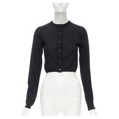 MARNI 100% cashmere black button long sleeve short cardigan IT38 XS