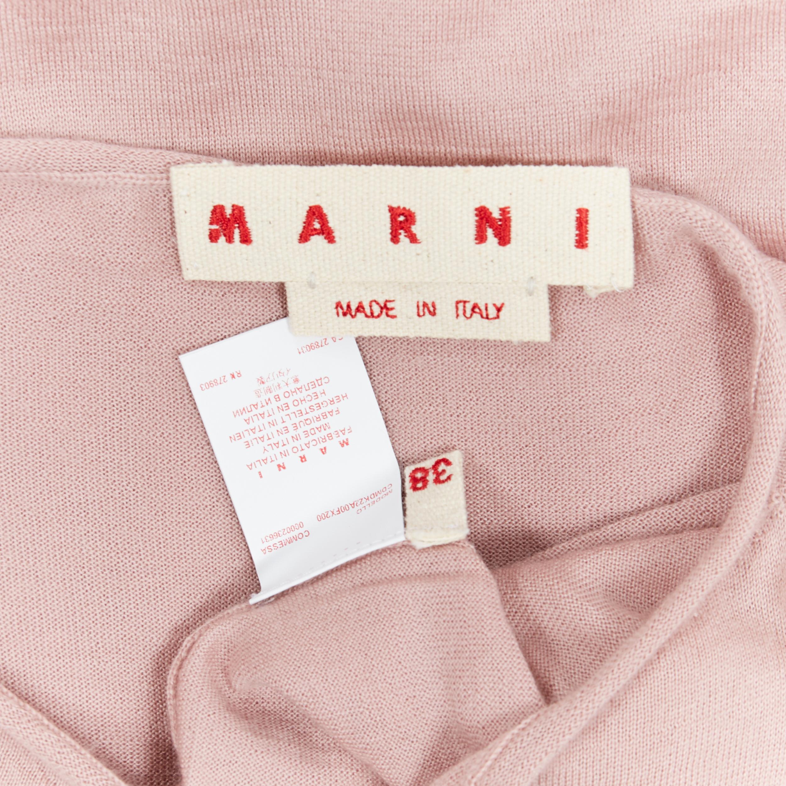 MARNI 100% cashmere blush  pink rolled neck button front cardigan sweater IT38 3