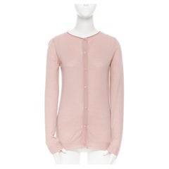 MARNI 100% cashmere blush  pink rolled neck button front cardigan sweater IT38