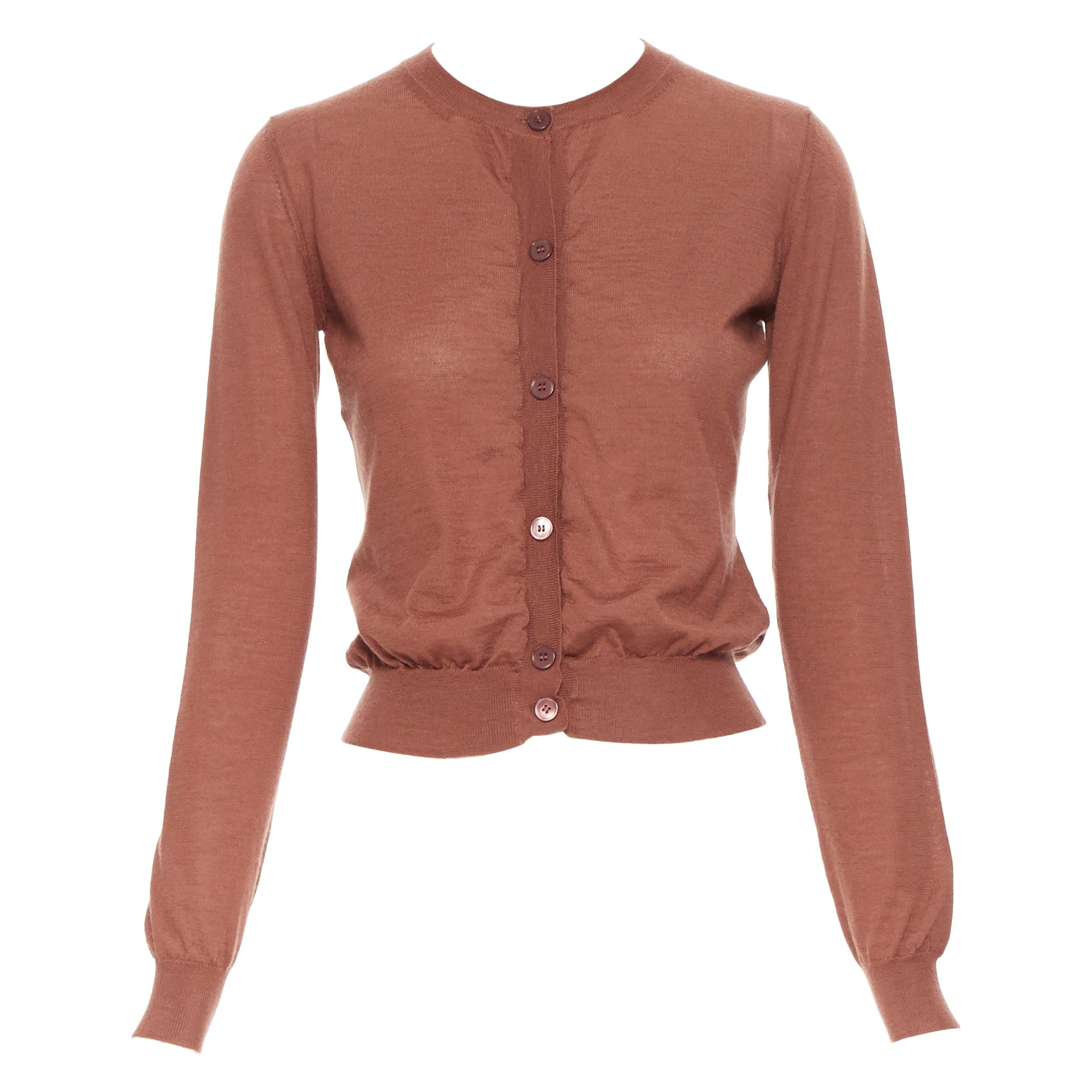 MARNI 100% cashmere brich brown long sleeve button cardigan sweater IT38 XS