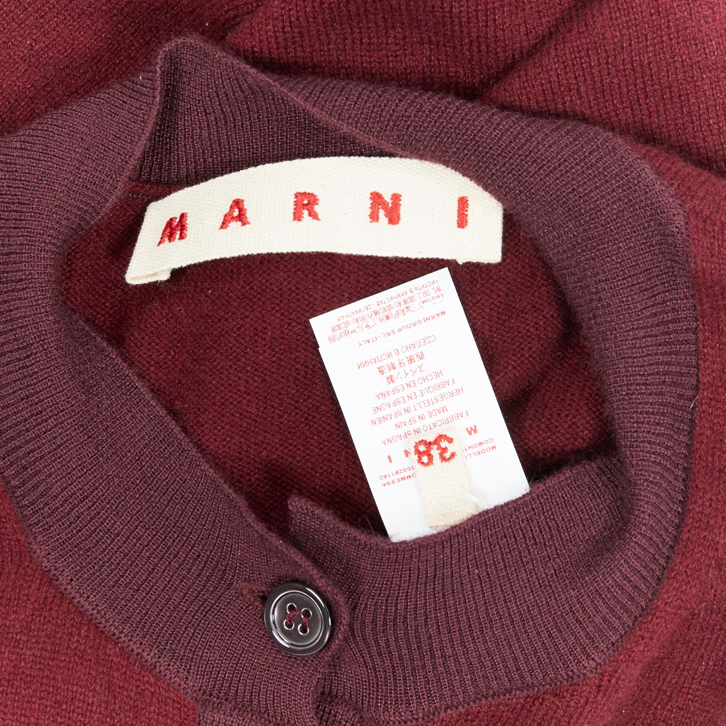 MARNI 100% cashmere burgundy colorblocked cardigan sweater IT38 4