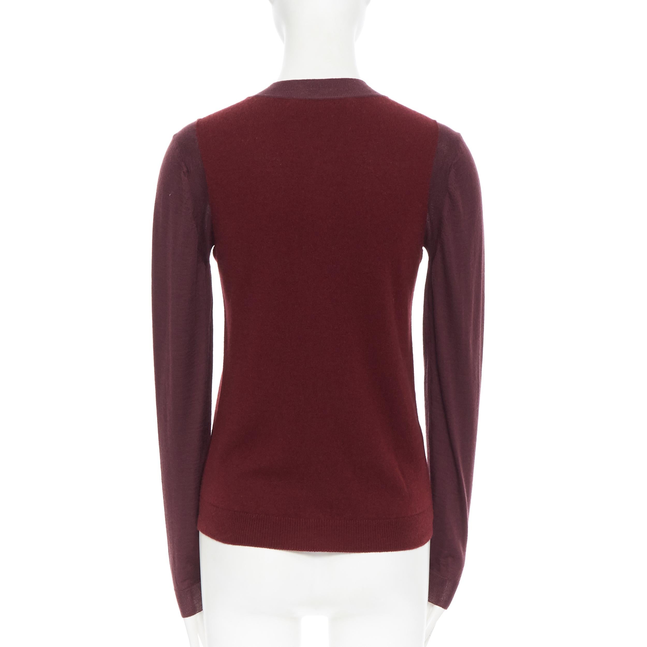 MARNI 100% cashmere burgundy colorblocked cardigan sweater IT38 1