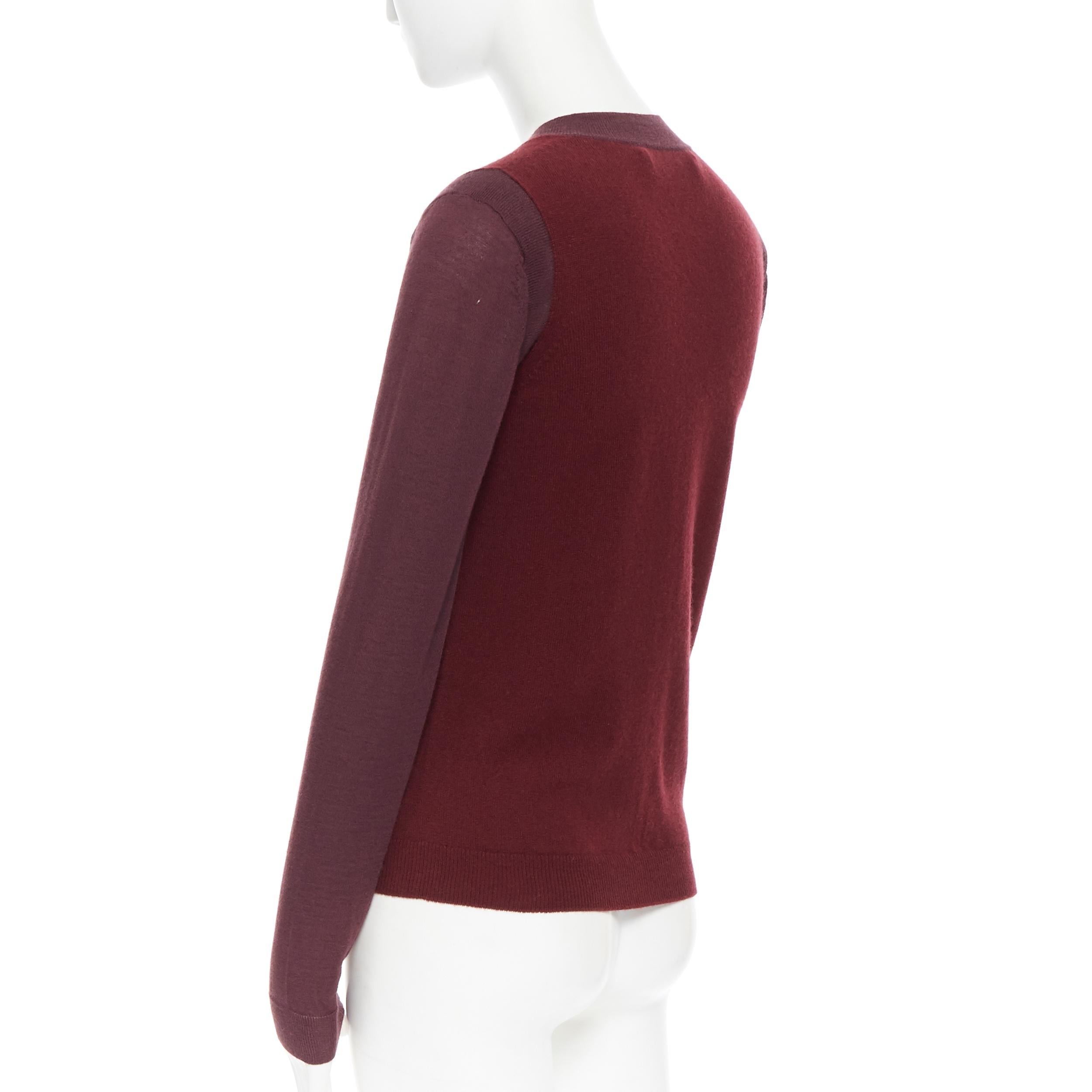 MARNI 100% cashmere burgundy colorblocked cardigan sweater IT38 2