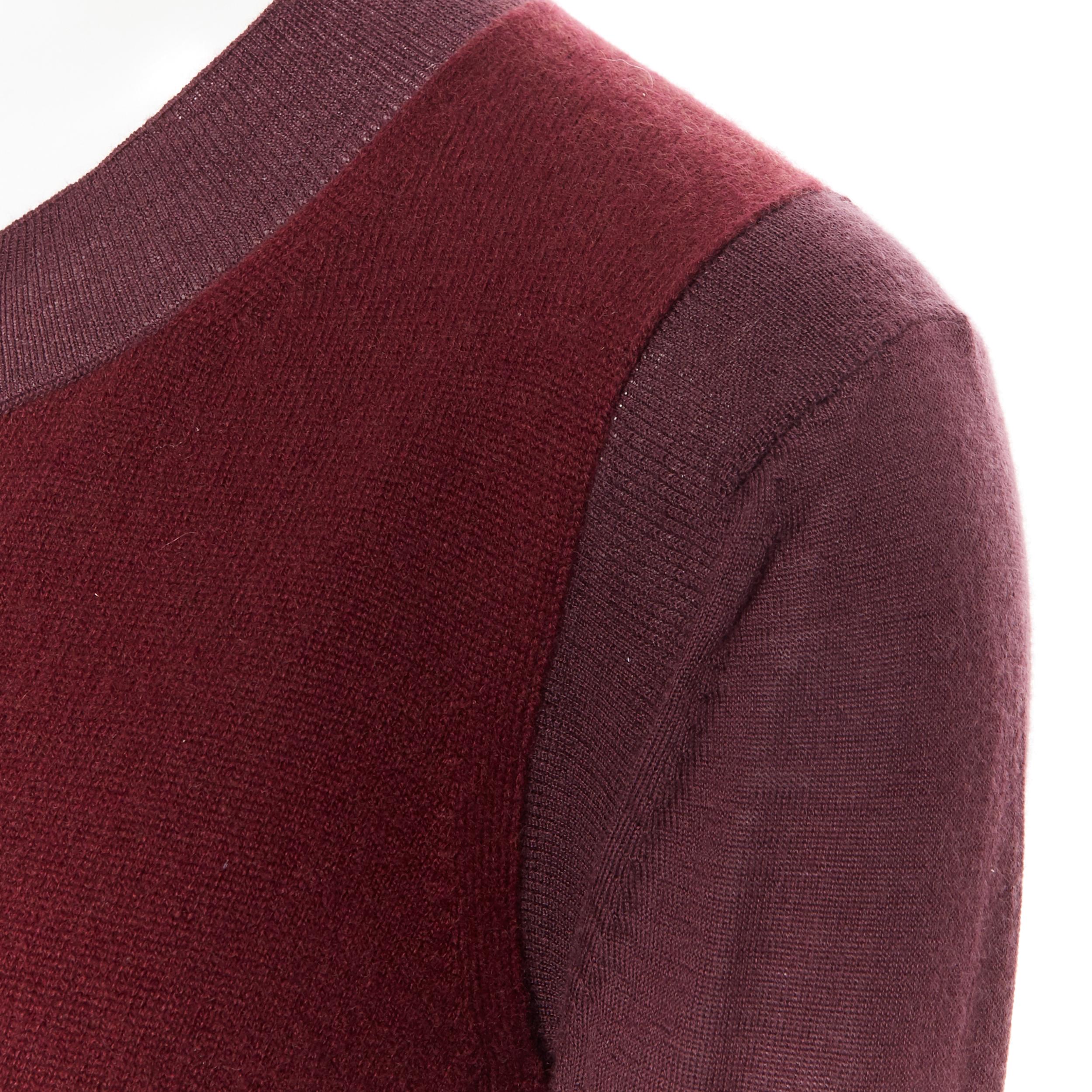 MARNI 100% cashmere burgundy colorblocked cardigan sweater IT38 3