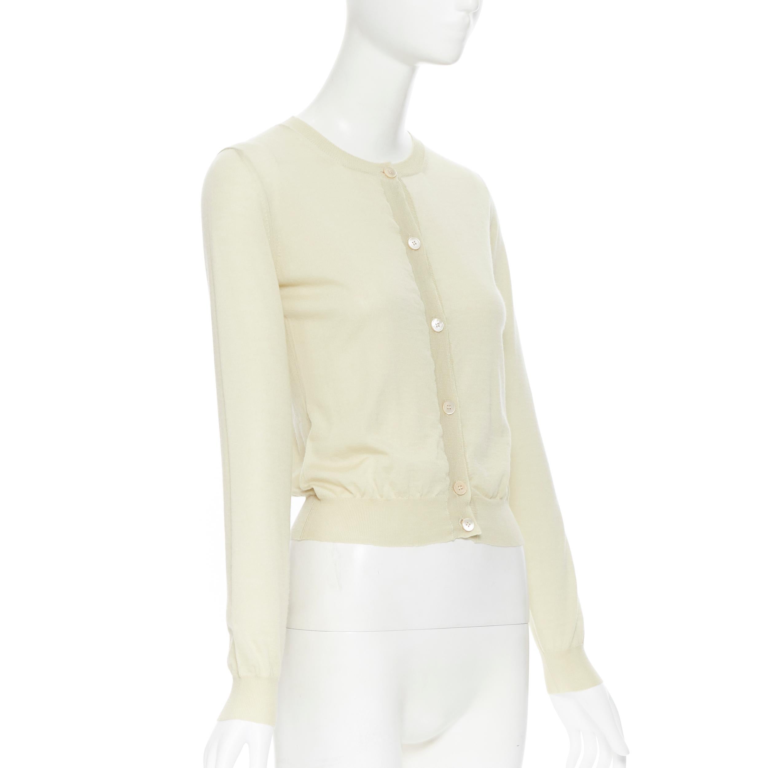 Beige MARNI 100% cachemire giallo pallido con bottoni madreperlati, maglione cardigan IT38