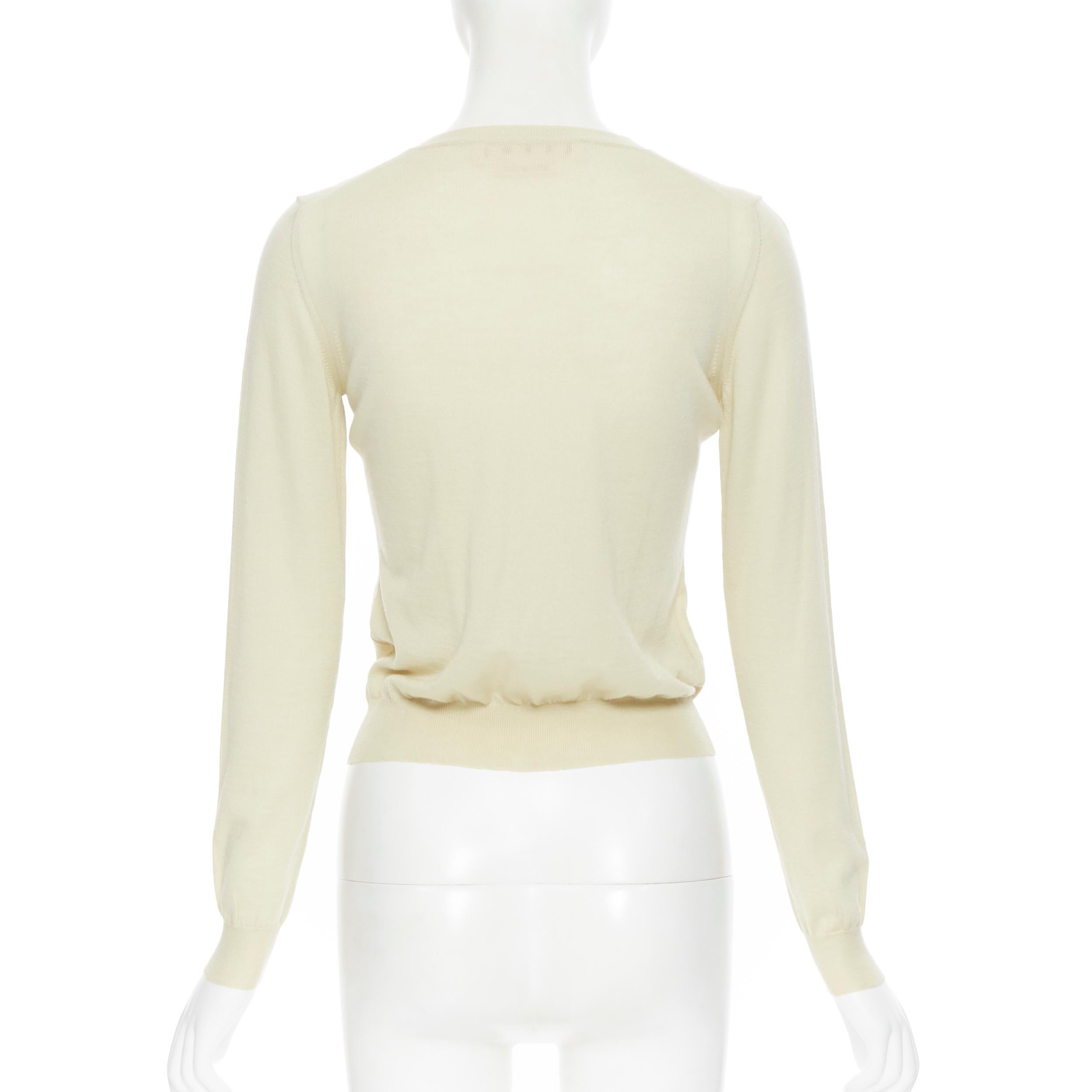 Donna MARNI 100% cachemire giallo pallido con bottoni madreperlati, maglione cardigan IT38