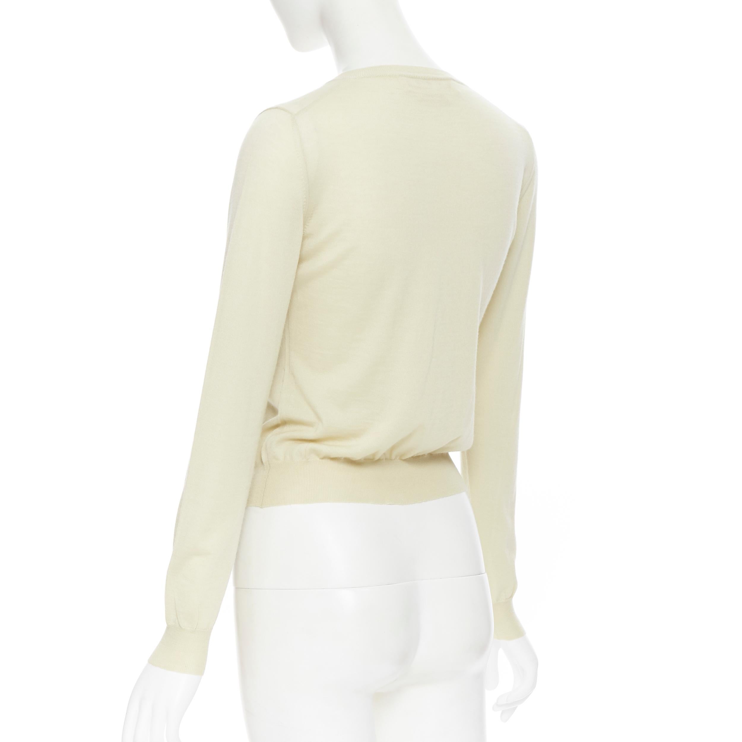 MARNI 100% cachemire giallo pallido con bottoni madreperlati, maglione cardigan IT38 1