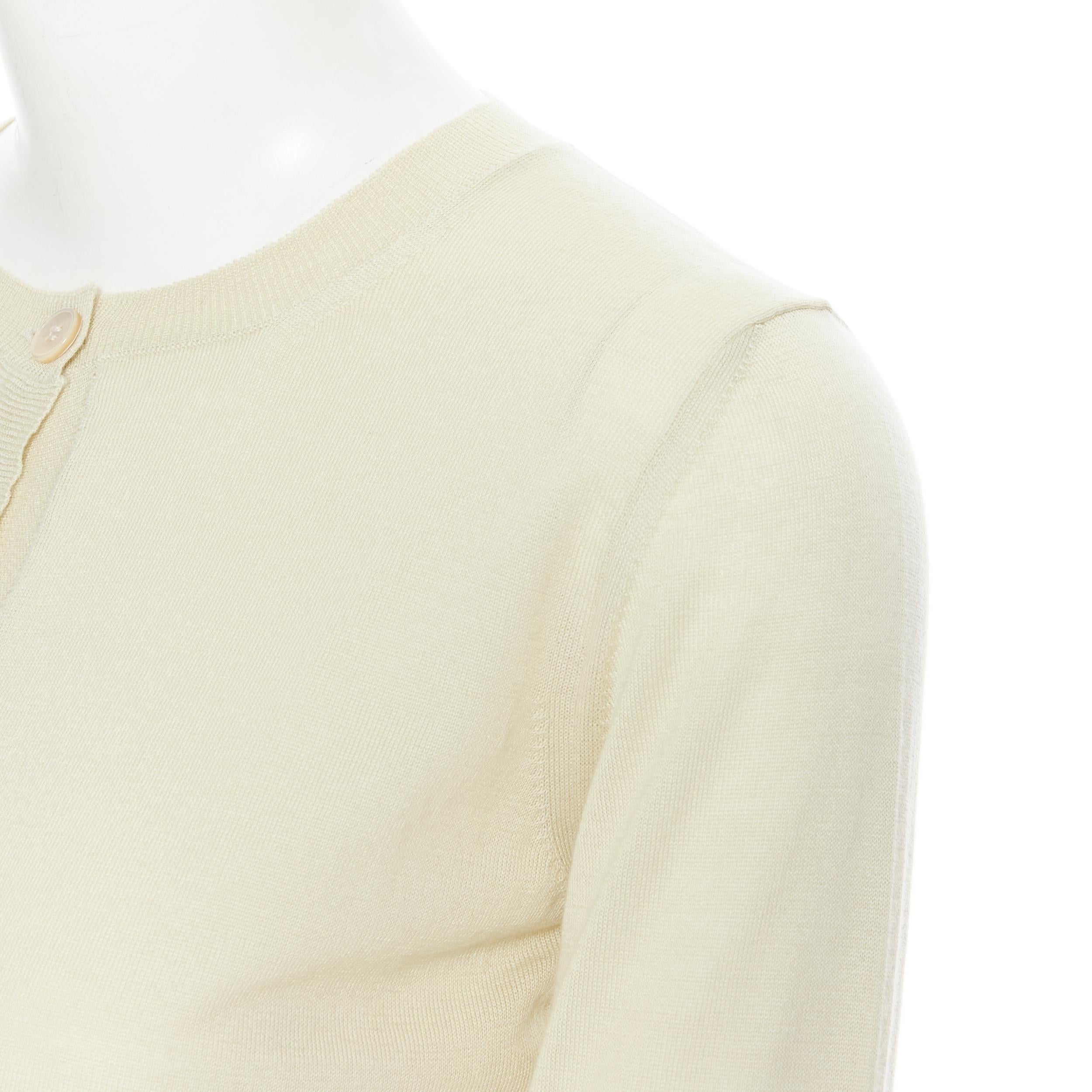 MARNI 100% cachemire giallo pallido con bottoni madreperlati, maglione cardigan IT38 2