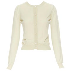 MARNI 100% cachemire giallo pallido con bottoni madreperlati, maglione cardigan IT38
