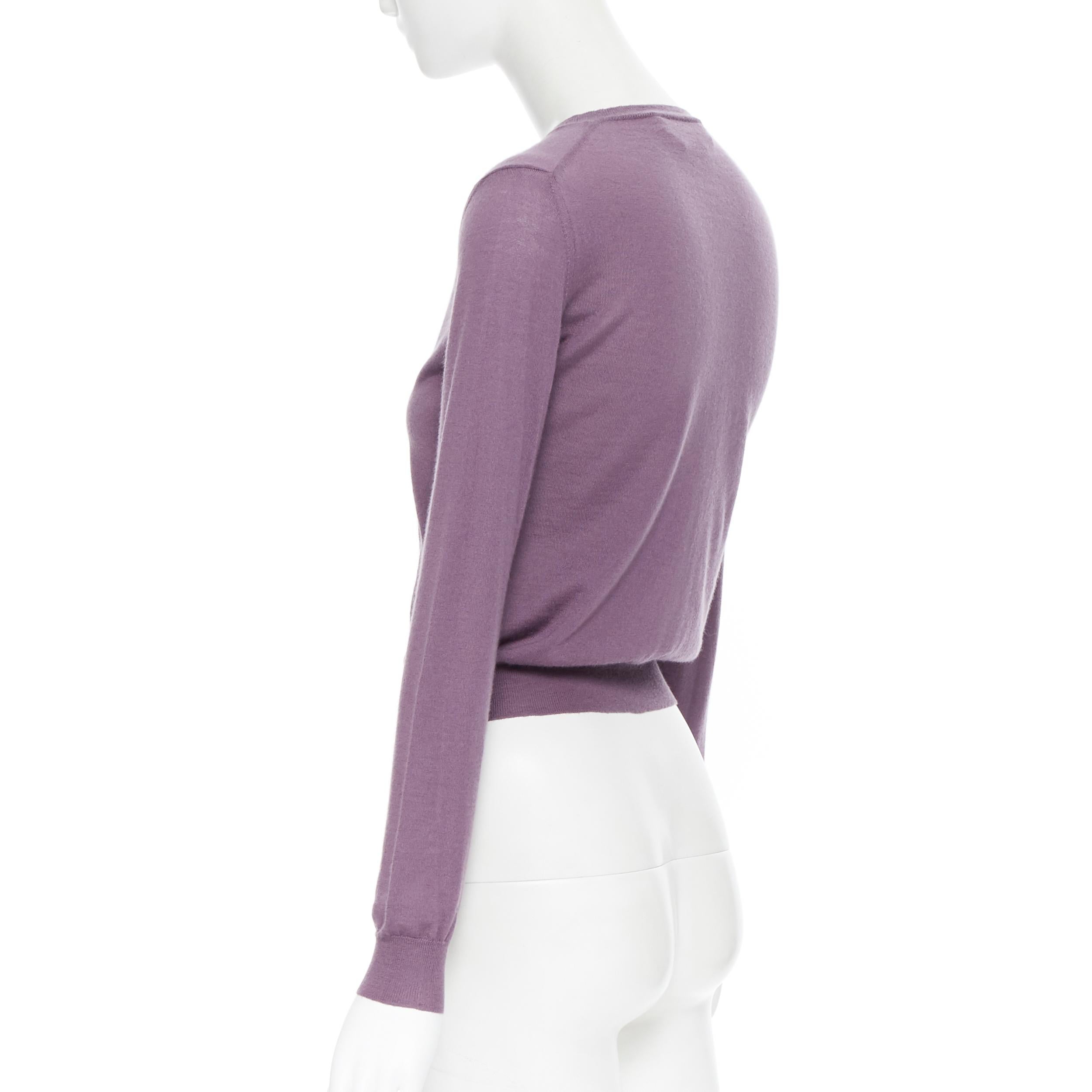 Gray MARNI 100% cashmere purple long sleeve button front cardigan sweater IT38 XS