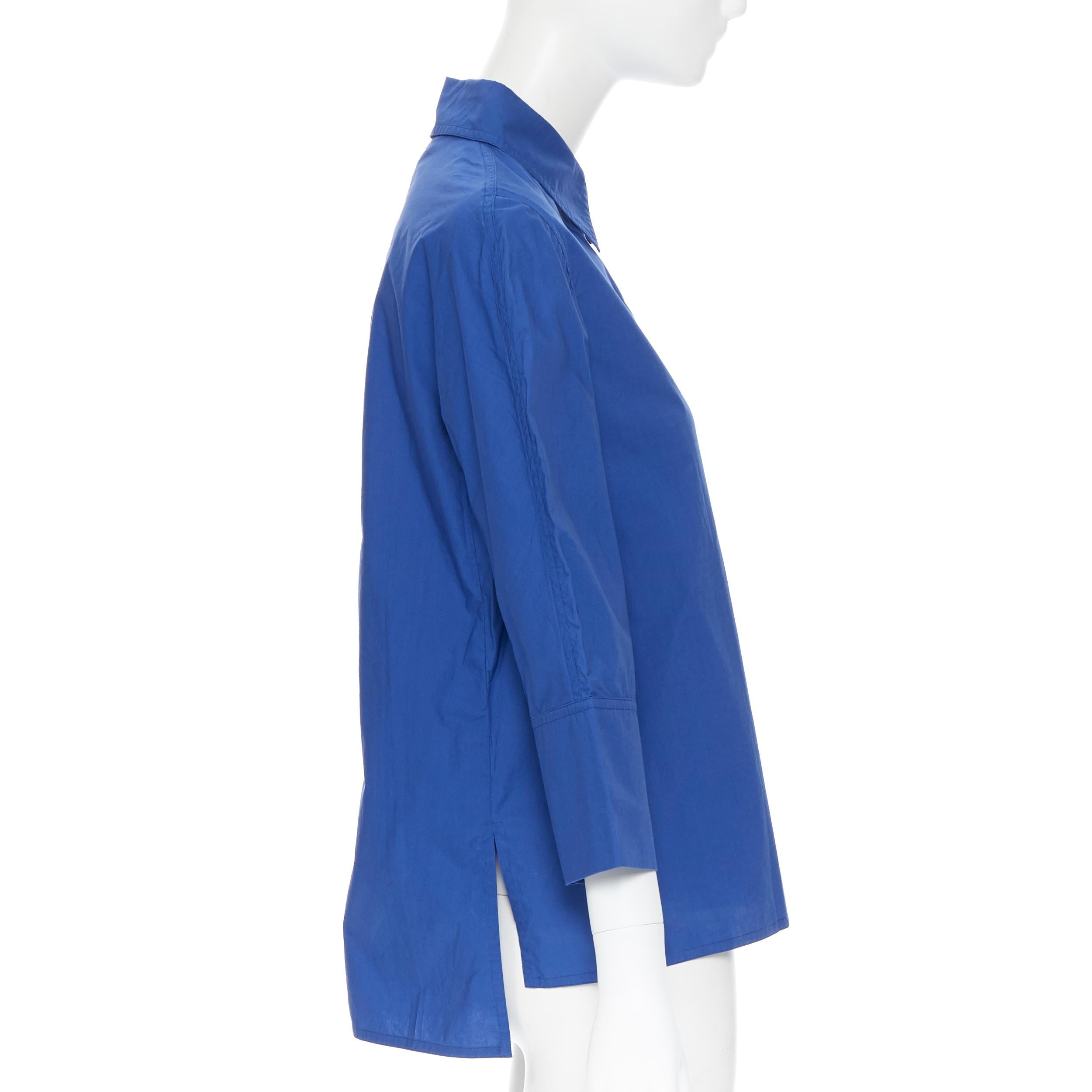 Blue MARNI 100% cotton cases 3/4 sleeves step hem cotton shirt top IT38