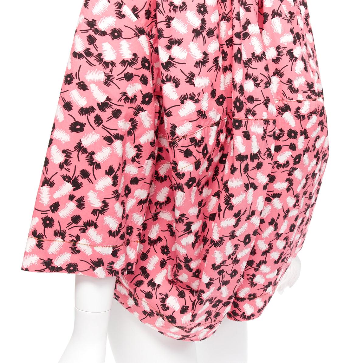 Pink MARNI 100% cotton pink black white feather print boxy shirt IT38 XS For Sale