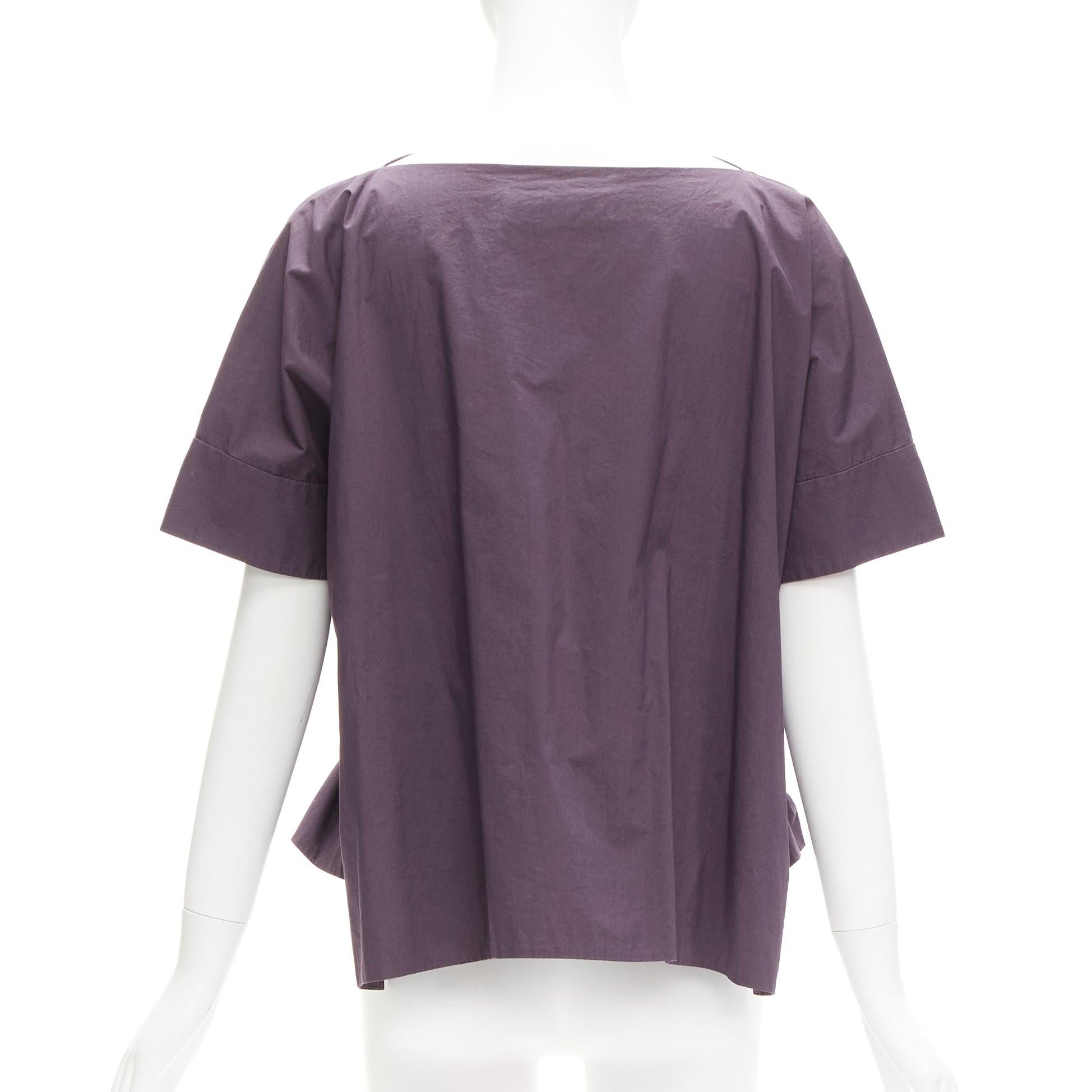 Women's MARNI 100% cotton purple V collar bow belt boxy top IT38 XS For Sale