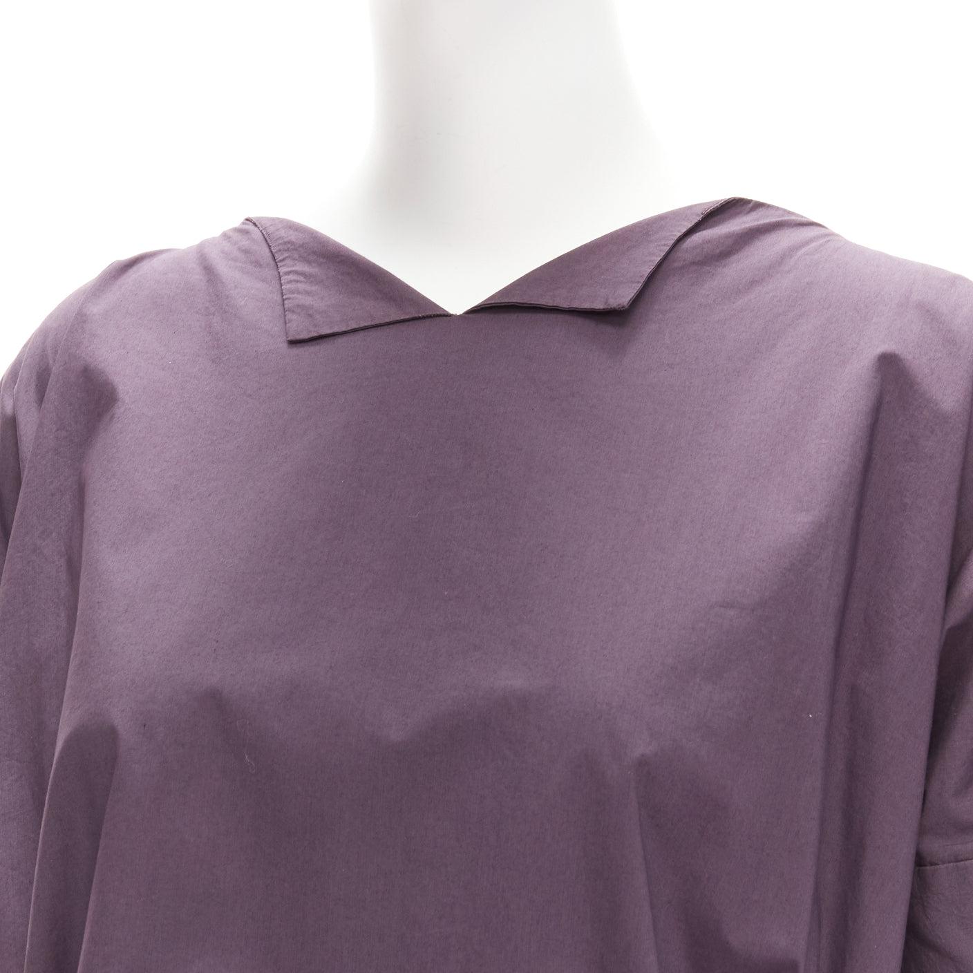 MARNI 100% cotton purple V collar bow belt boxy top IT38 XS For Sale 2