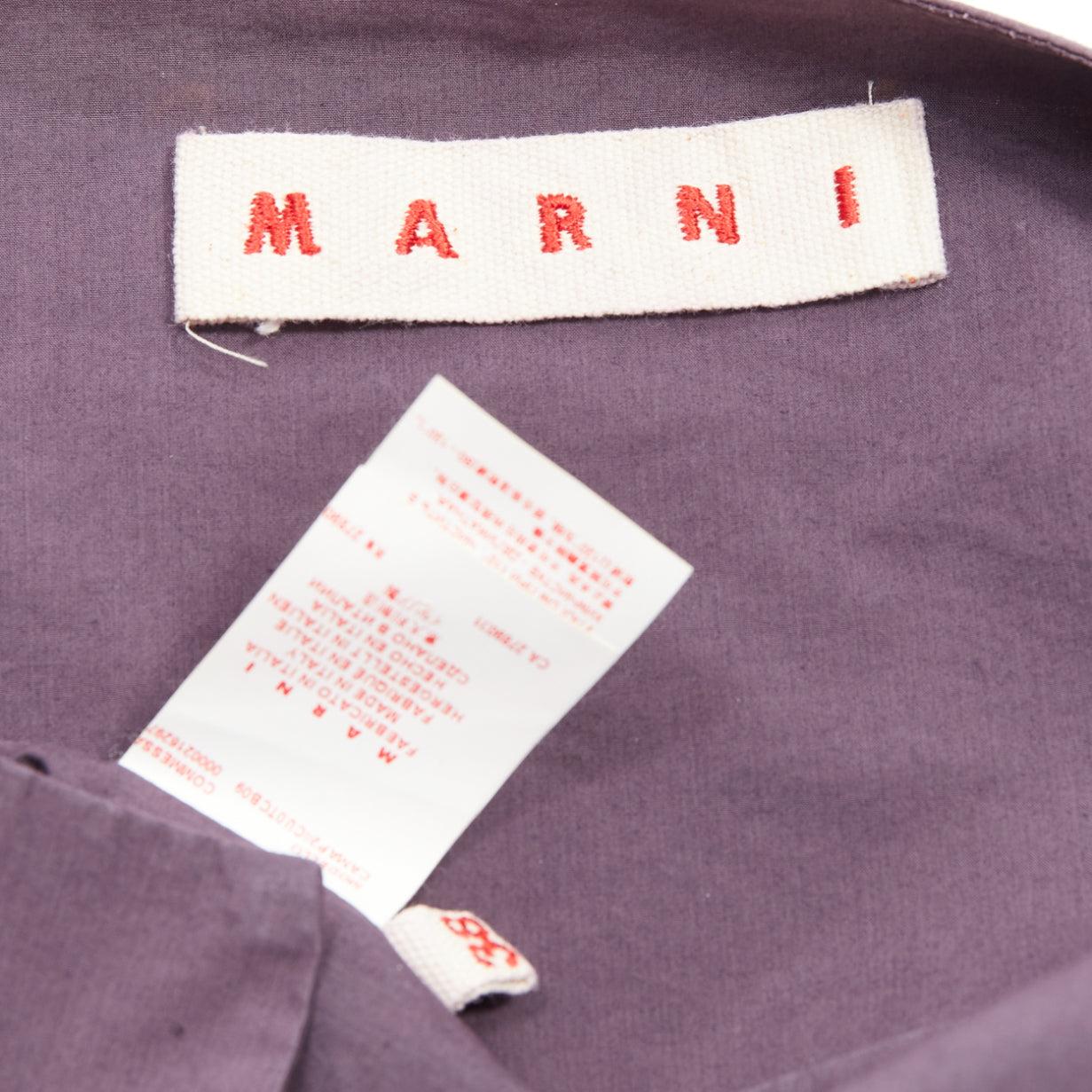 MARNI 100% cotton purple V collar bow belt boxy top IT38 XS For Sale 3