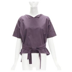 MARNI 100% algodón morado Cuello en V Cinturón de lazo Top boxy IT38 XS