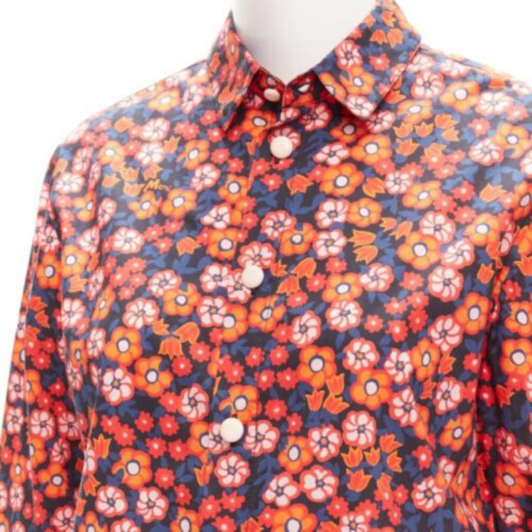MARNI 100% cotton red blue floral print long sleeve shirt top IT38 XS
Reference: CELG/A00352
Brand: Marni
Material: Cotton
Color: Blue, Red
Pattern: Floral
Closure: Button
Extra Details: Nude plastic buttons.
Made in: Portugal

CONDITION:
Condition: