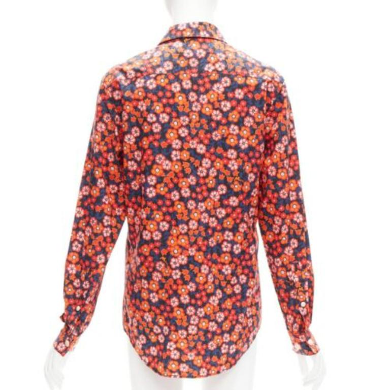 Women's MARNI 100% cotton red blue floral print long sleeve shirt top IT38 XS For Sale