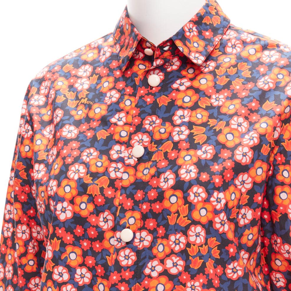 MARNI 100% cotton red blue floral print long sleeve shirt top IT38 XS For Sale 1