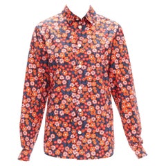 Used MARNI 100% cotton red blue floral print long sleeve shirt top IT38 XS