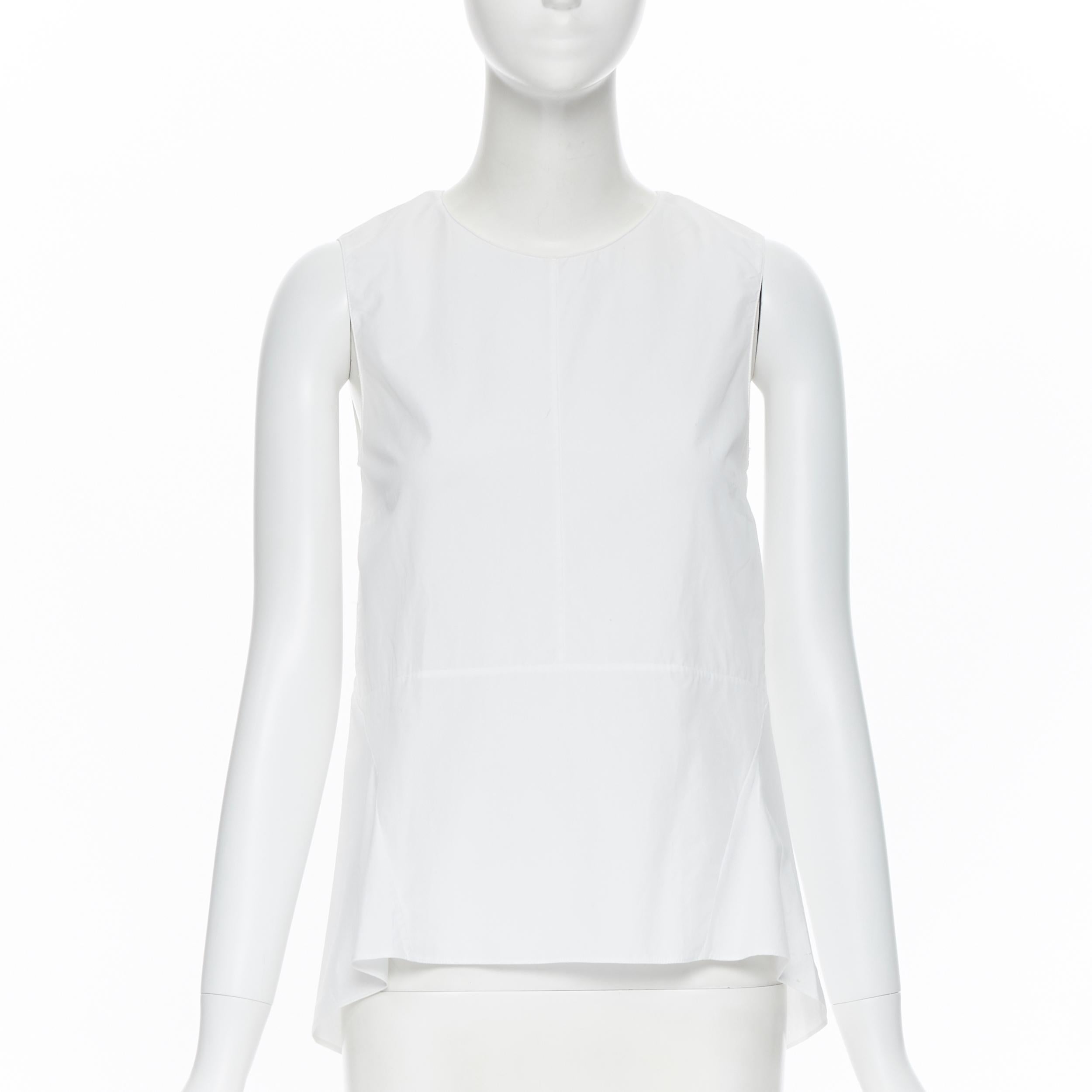 Gray MARNI 100% cotton white curved seam flared hem sleeveless top IT38 XS