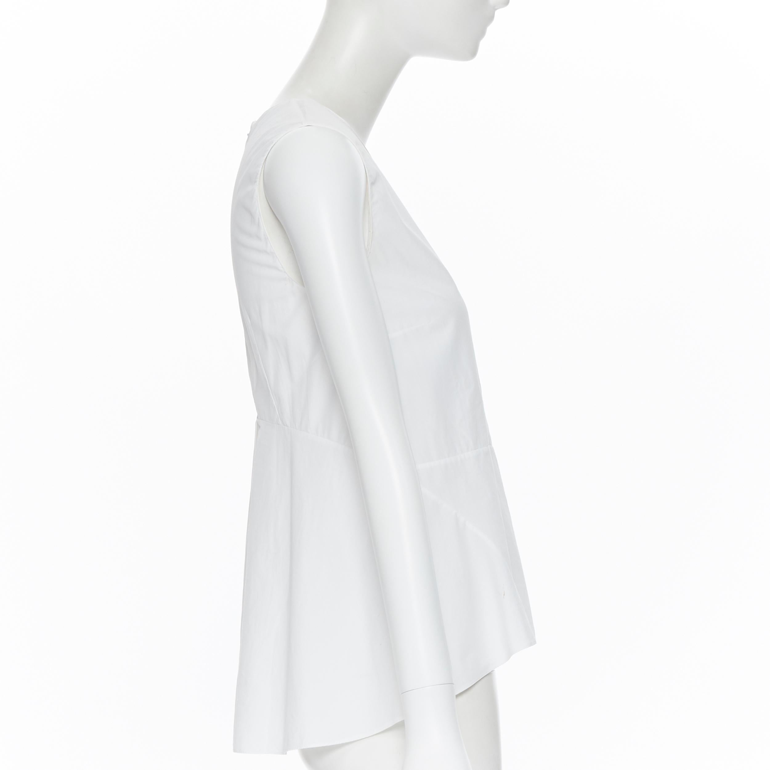 MARNI 100% cotton white curved seam flared hem sleeveless top IT38 XS In Fair Condition In Hong Kong, NT
