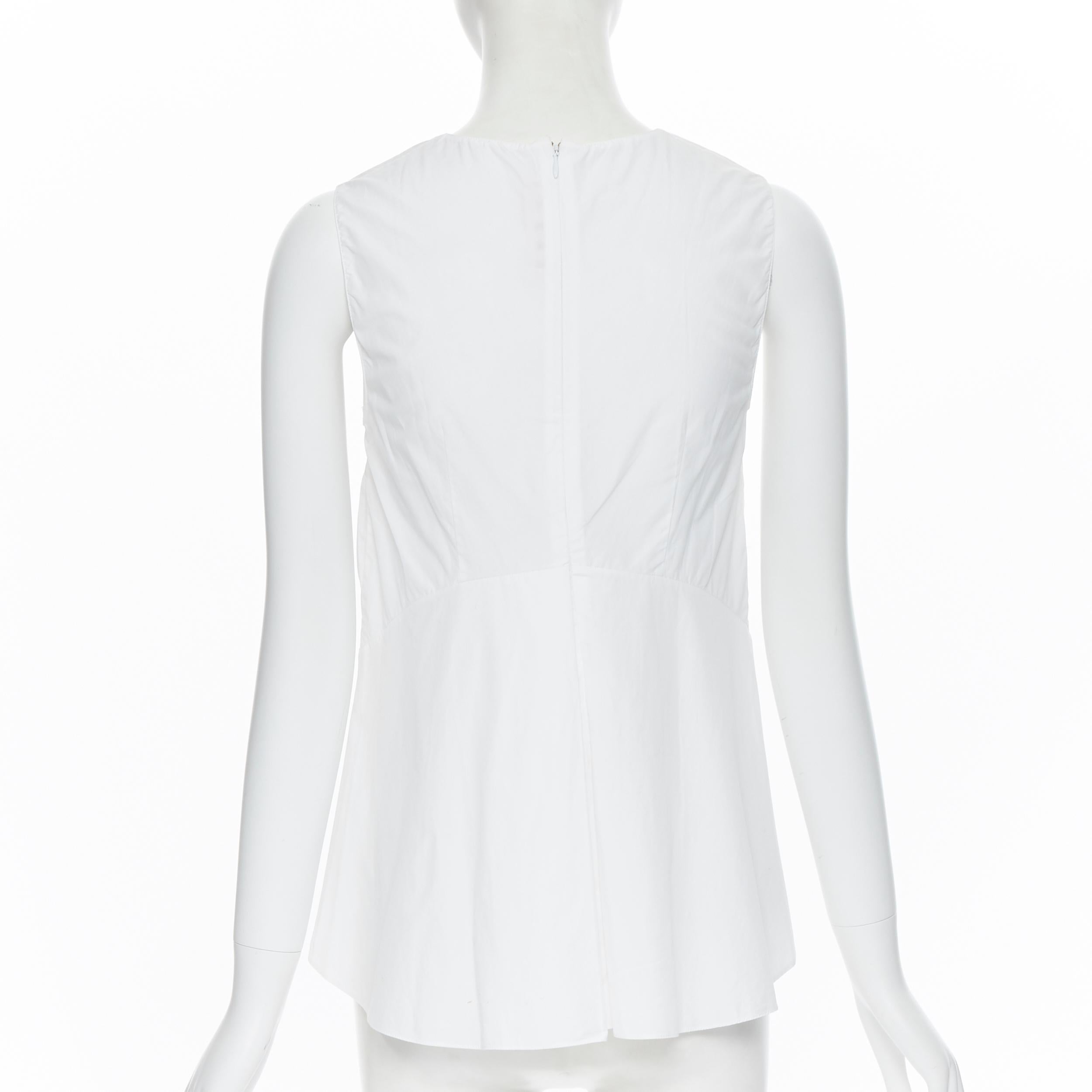 Women's MARNI 100% cotton white curved seam flared hem sleeveless top IT38 XS