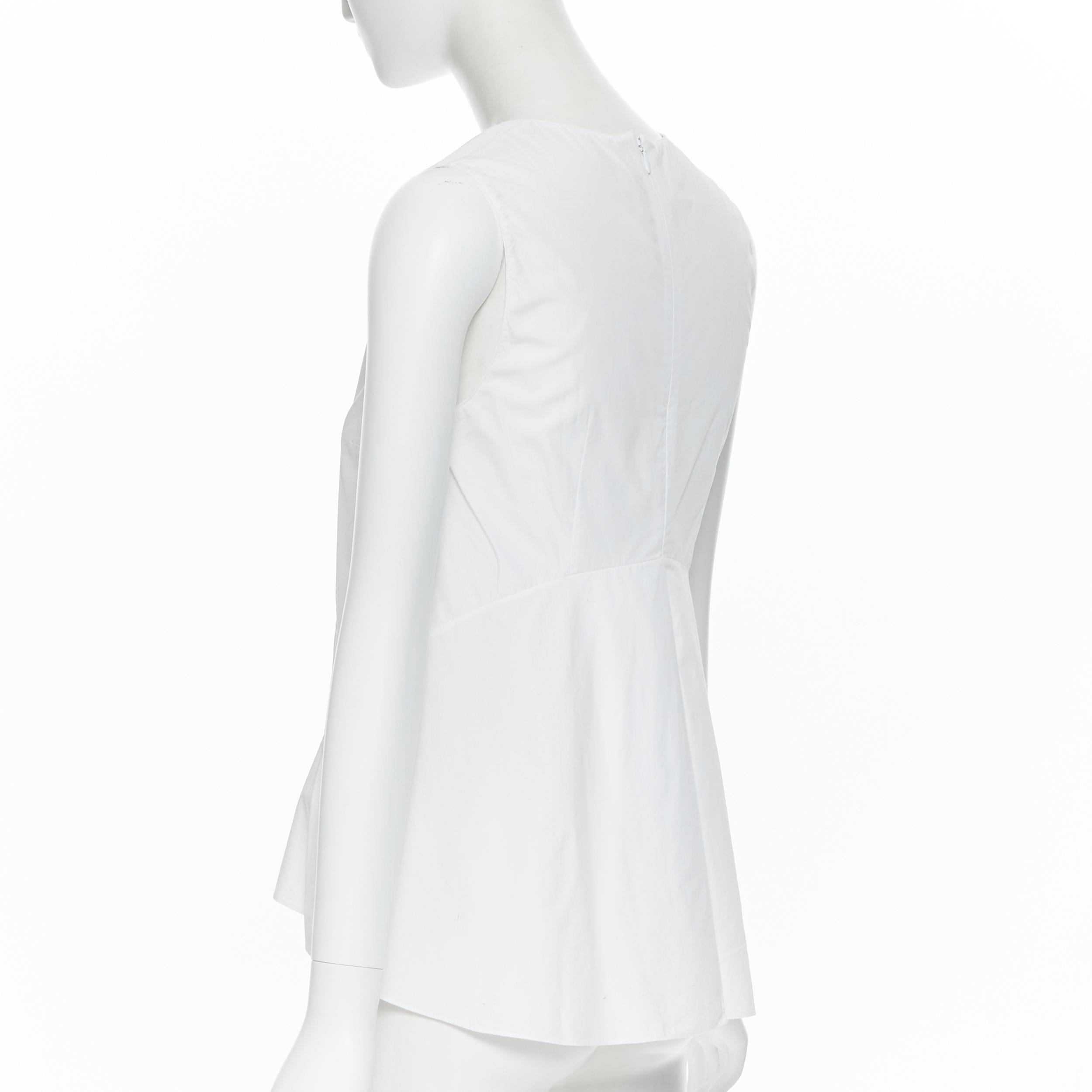 MARNI 100% cotton white curved seam flared hem sleeveless top IT38 XS 1