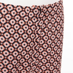 MARNI 100% silk black pink geometric print elastic waist cropped pants IT40 S