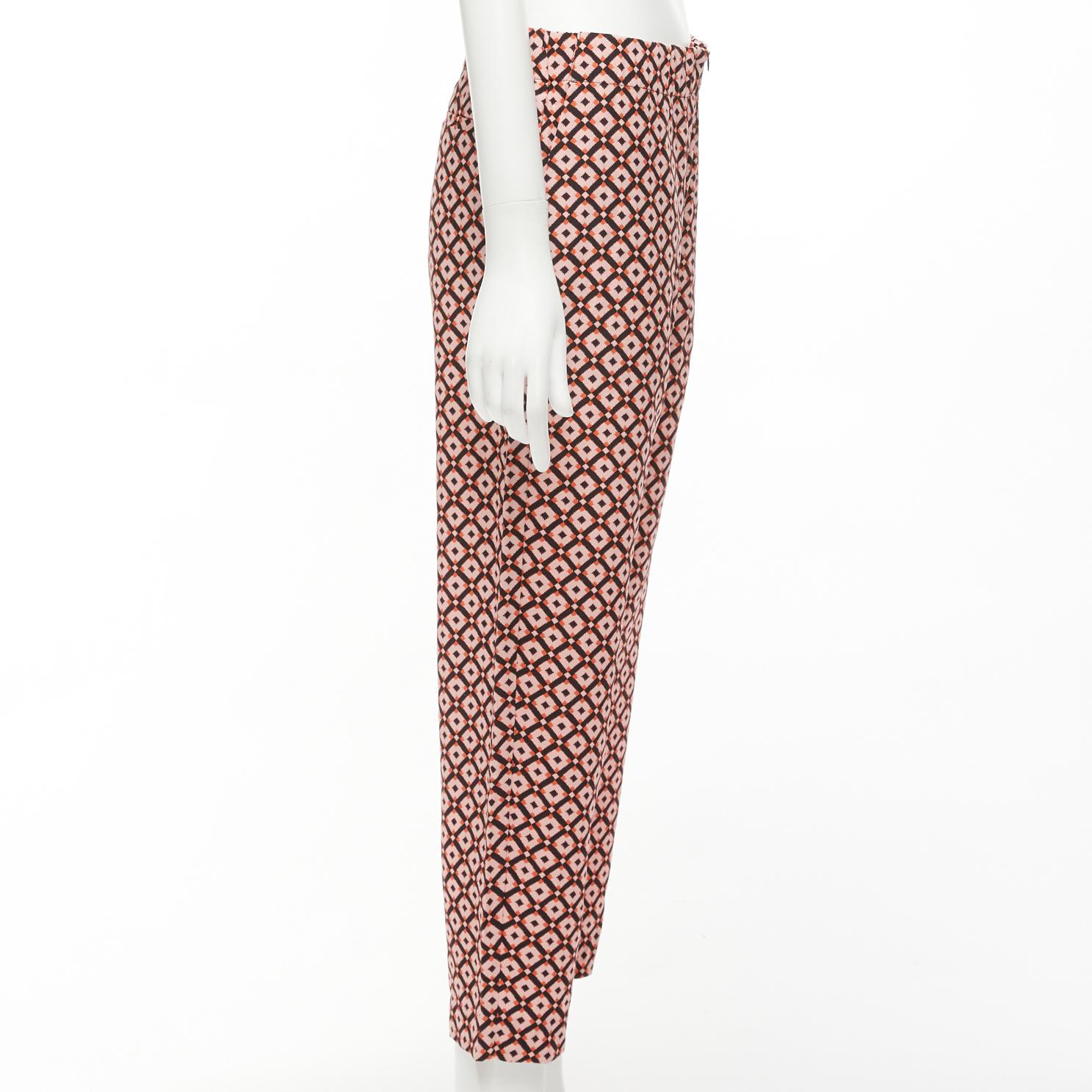 MARNI 100% soie noir rose imprimé géométrique pantalon cropped à taille élastique IT40 S Excellent état - En vente à Hong Kong, NT
