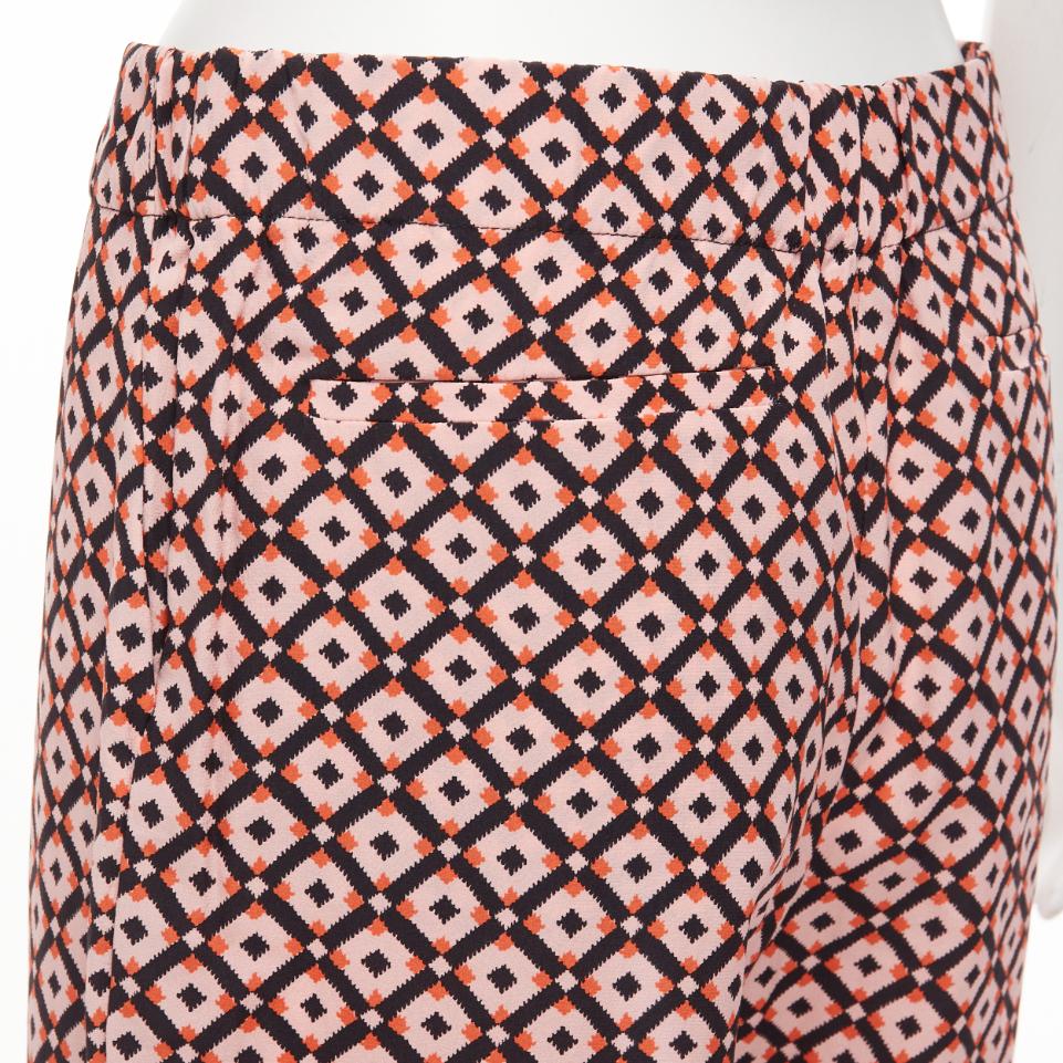 MARNI 100% silk black pink geometric print elastic waist cropped pants IT40 S For Sale 3