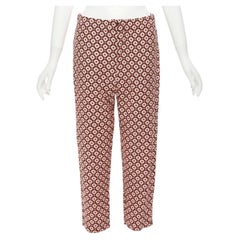 MARNI 100% seta nero rosa stampa geometrica elastico in vita pantaloni cropped IT40 S