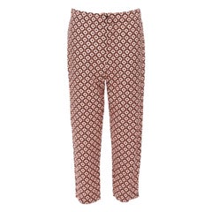 MARNI 100% seta nero rosa stampa geometrica elastico in vita pantaloni cropped IT40 S