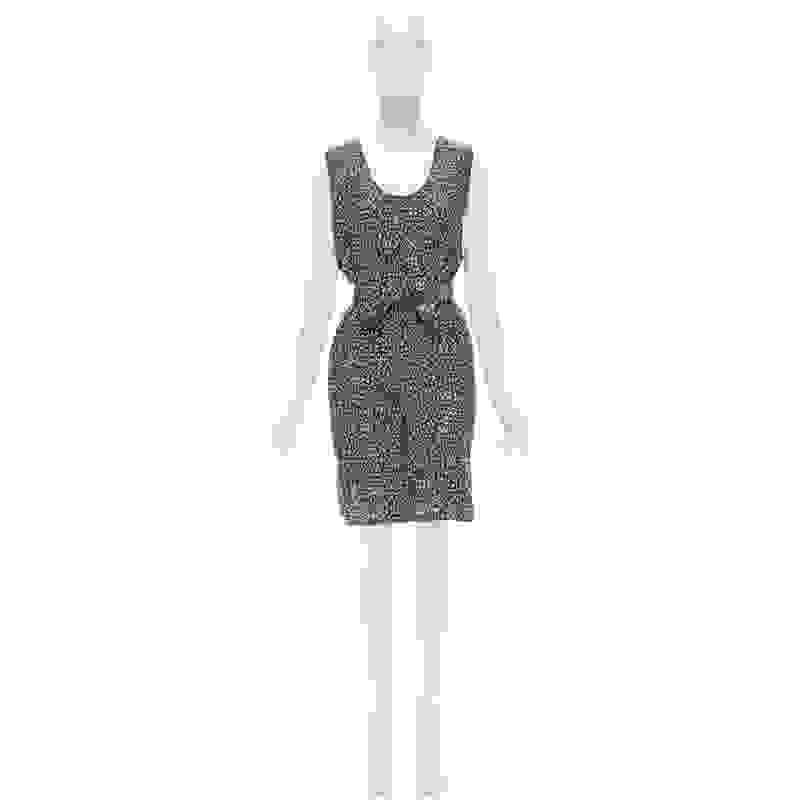 MARNI 100% Seide schwarz weiß abstrakt geknöpftes Etuikleid IT38 XS im Angebot 7