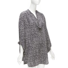 MARNI 100% silk black white speckle print asymmetric neck shirt dress IT40 S