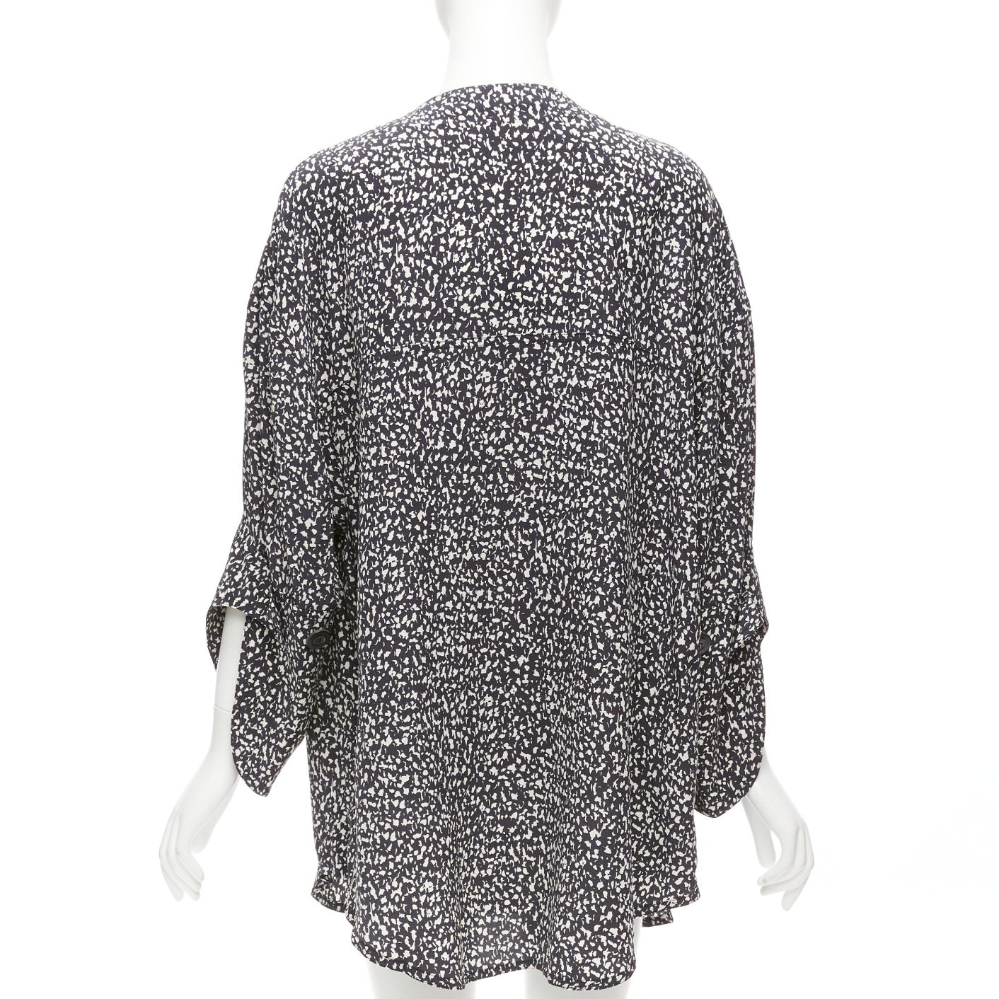 Women's MARNI 100% silk black white speckle print asymmetric neck shirt dress IT40 S For Sale