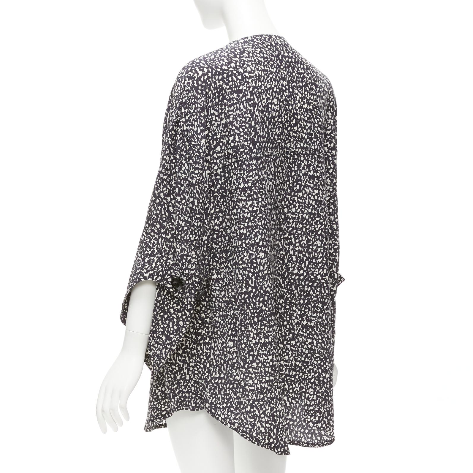 MARNI 100% silk black white speckle print asymmetric neck shirt dress IT40 S For Sale 1