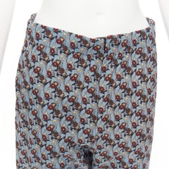 MARNI 100% silk blue burgundy floral drop crotch casual cropped pants IT40 S