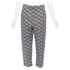 MARNI 100% silk blue burgundy floral drop crotch casual cropped pants IT40 S
