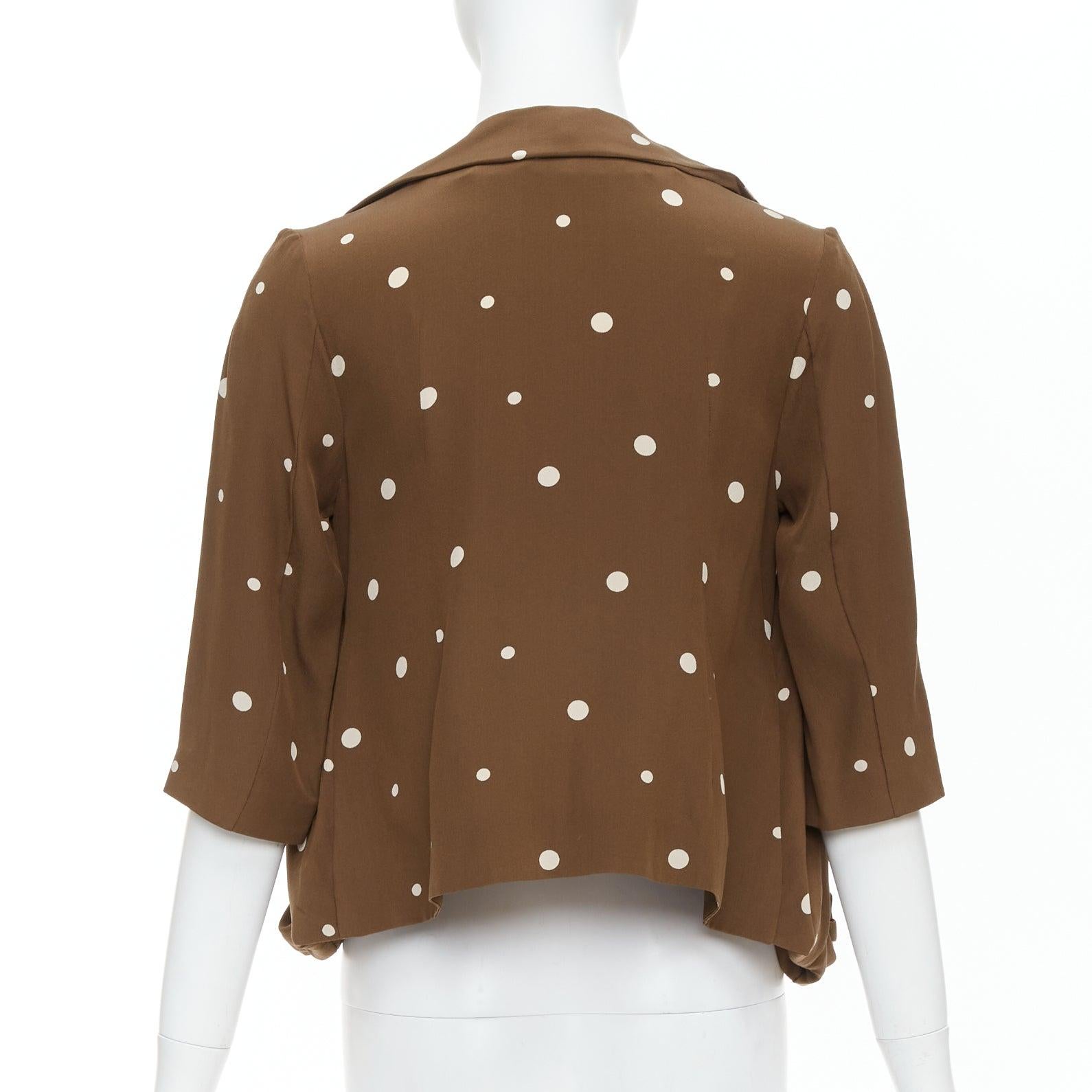 Women's MARNI  100% silk brown grey polka dot print relaxed blazer IT36 XXS For Sale